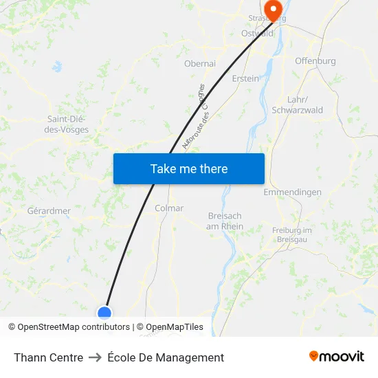Thann Centre to École De Management map