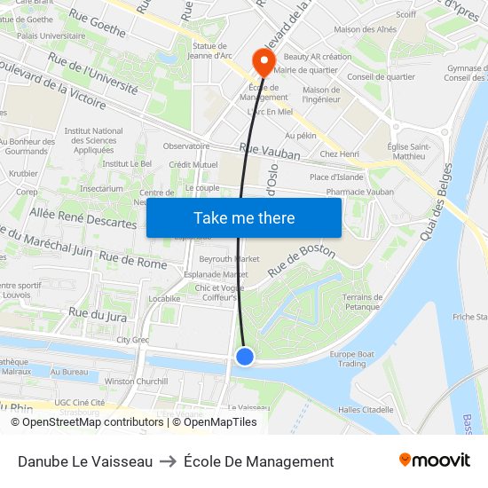 Danube Le Vaisseau to École De Management map