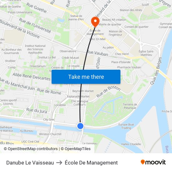 Danube Le Vaisseau to École De Management map