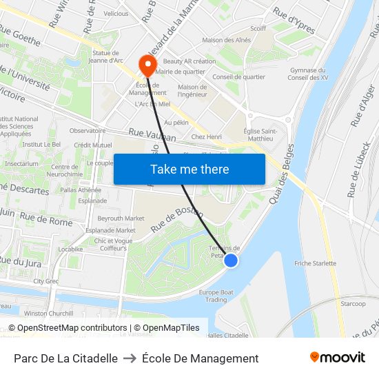Parc De La Citadelle to École De Management map
