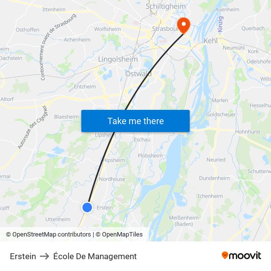 Erstein to École De Management map