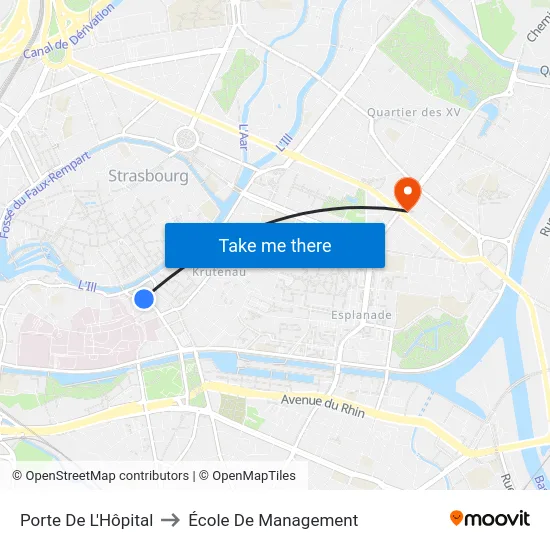 Porte De L'Hôpital to École De Management map