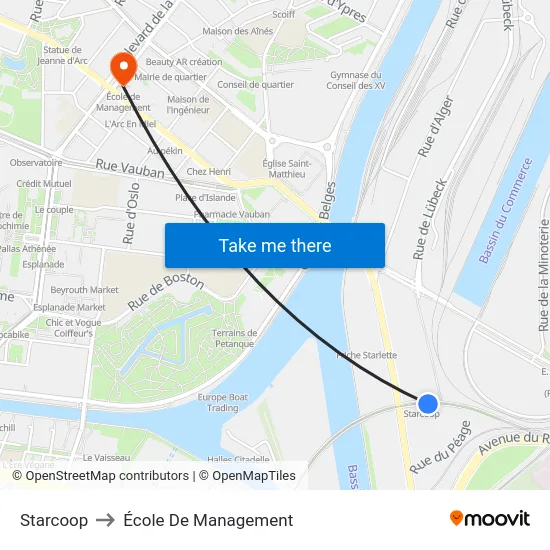 Starcoop to École De Management map