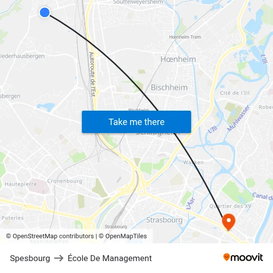 Spesbourg to École De Management map