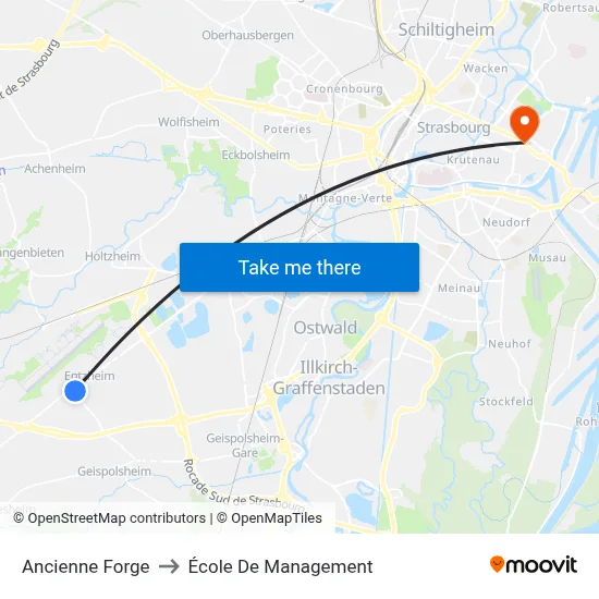 Ancienne Forge to École De Management map