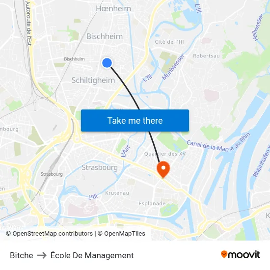Bitche to École De Management map