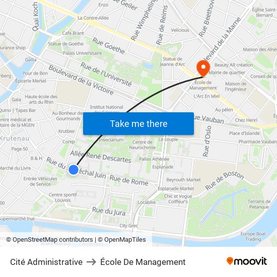 Cité Administrative to École De Management map