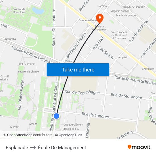 Esplanade to École De Management map