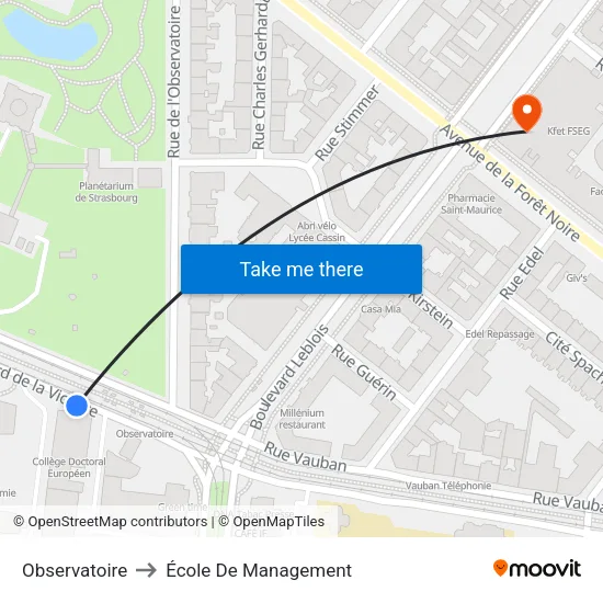 Observatoire to École De Management map