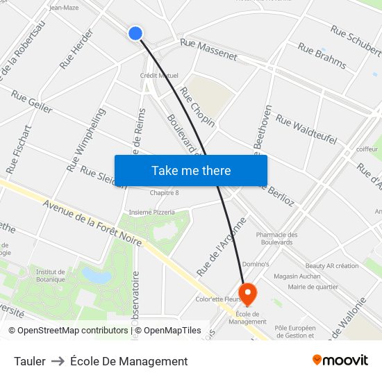 Tauler to École De Management map