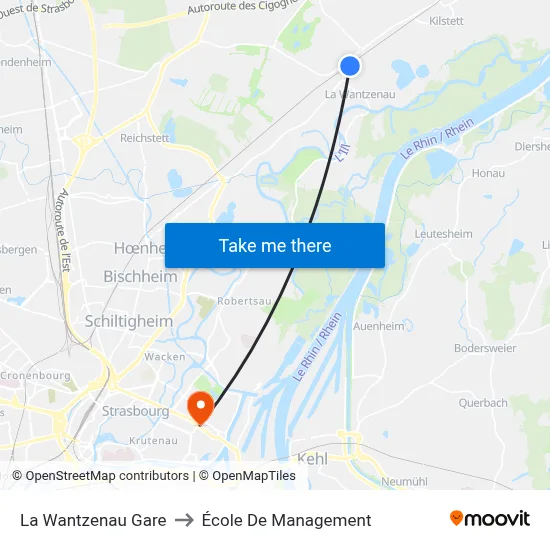 La Wantzenau Gare to École De Management map