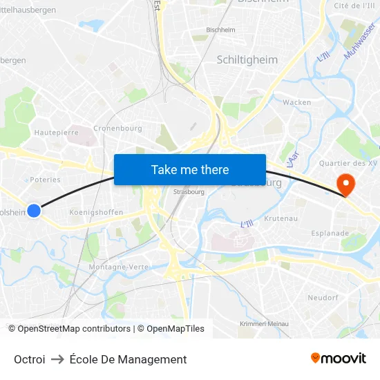 Octroi to École De Management map