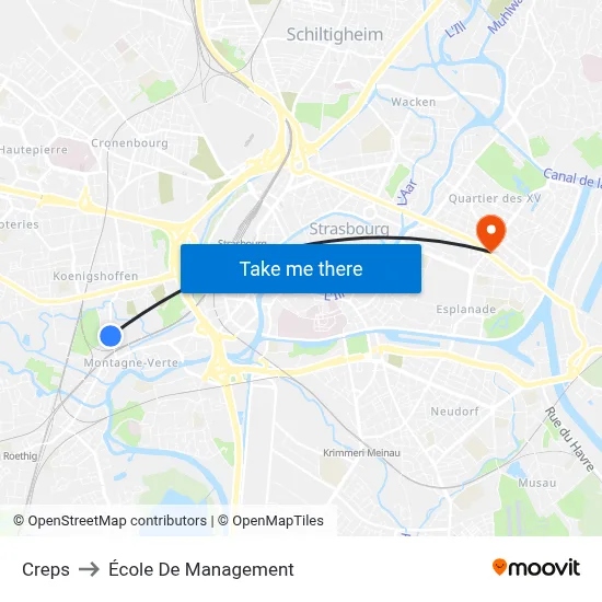 Creps to École De Management map