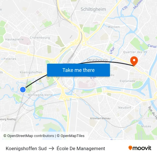 Koenigshoffen Sud to École De Management map
