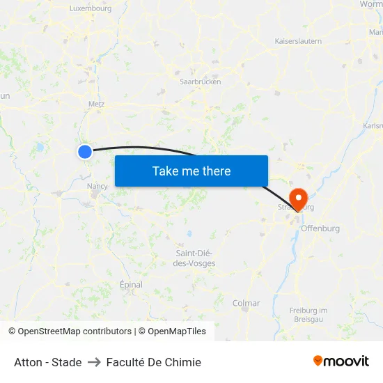 Atton - Stade to Faculté De Chimie map