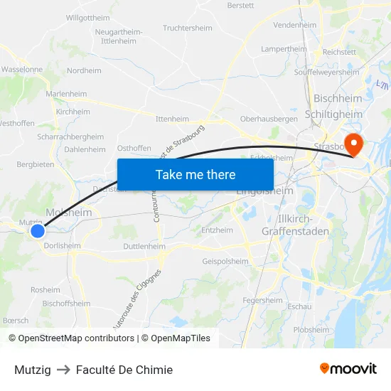 Mutzig to Faculté De Chimie map
