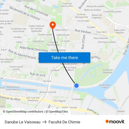 Danube Le Vaisseau to Faculté De Chimie map