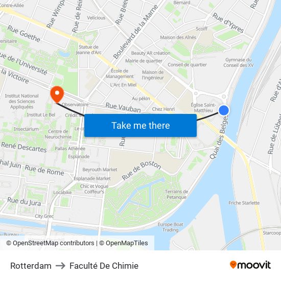 Rotterdam to Faculté De Chimie map