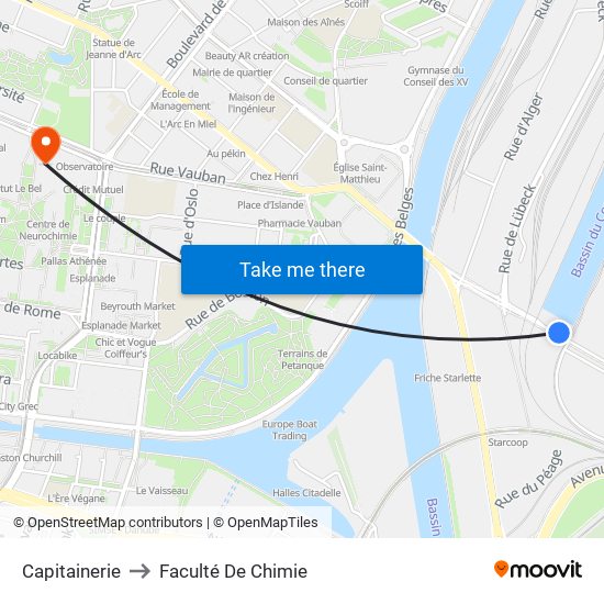 Capitainerie to Faculté De Chimie map
