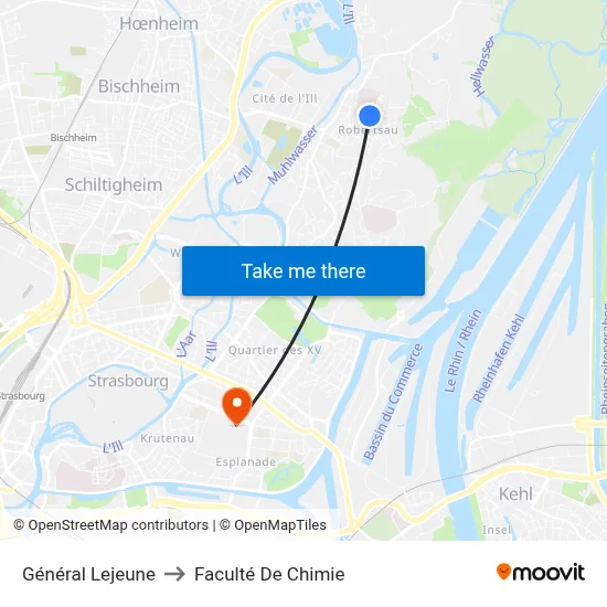 Général Lejeune to Faculté De Chimie map