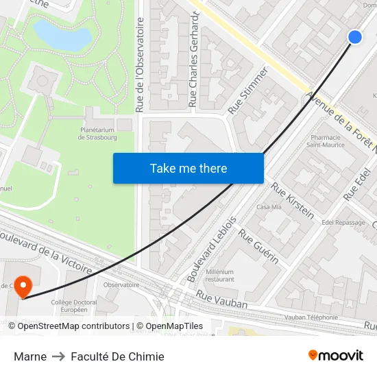 Marne to Faculté De Chimie map