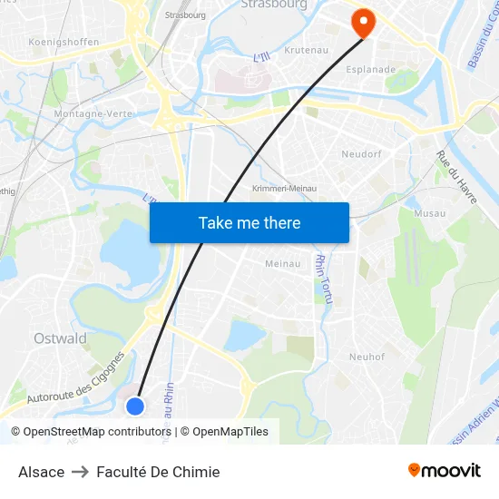 Alsace to Faculté De Chimie map