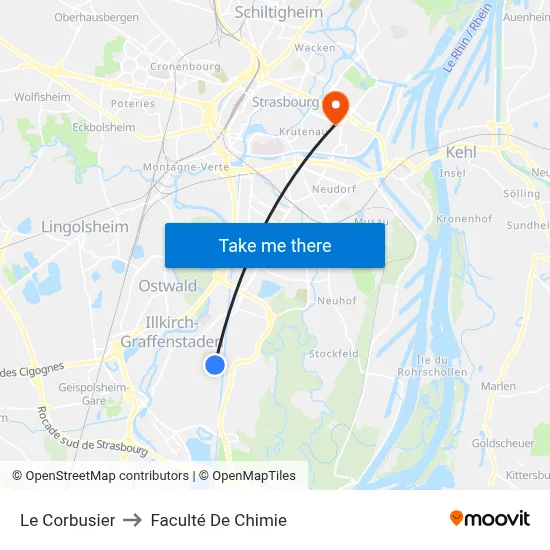 Le Corbusier to Faculté De Chimie map