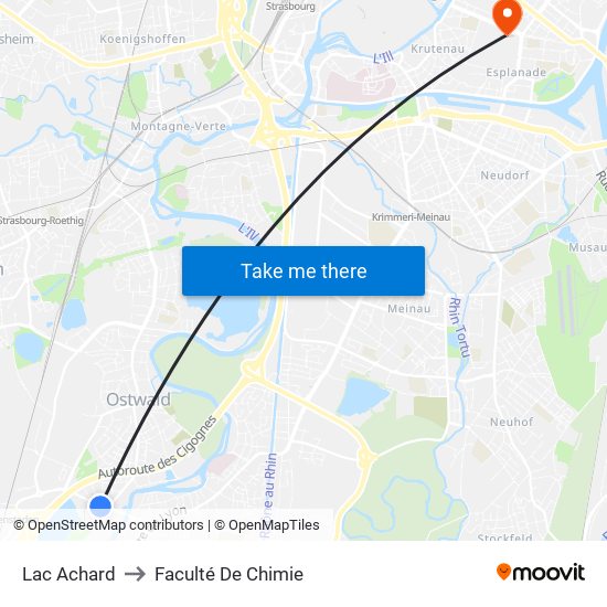 Lac Achard to Faculté De Chimie map