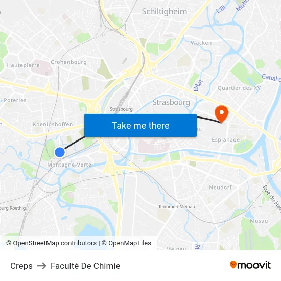 Creps to Faculté De Chimie map