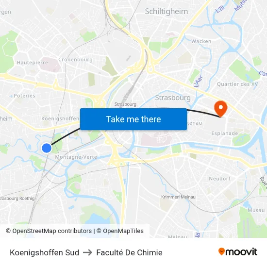 Koenigshoffen Sud to Faculté De Chimie map