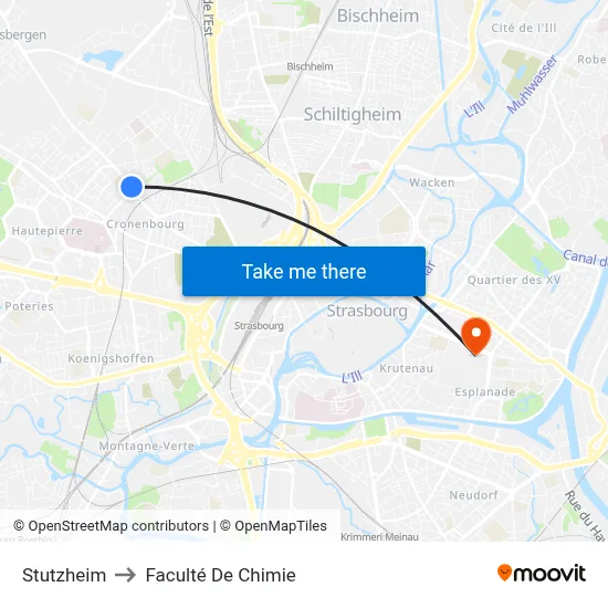 Stutzheim to Faculté De Chimie map