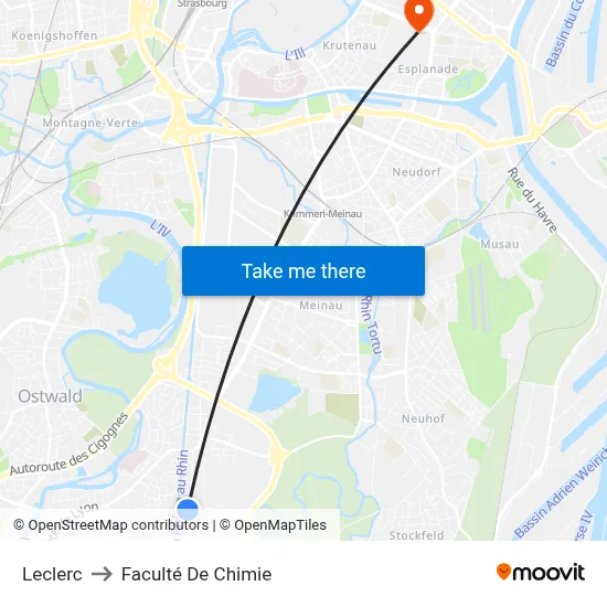 Leclerc to Faculté De Chimie map