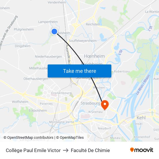 Collège Paul Emile Victor to Faculté De Chimie map