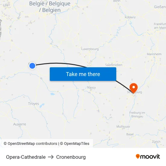 Opera-Cathedrale to Cronenbourg map
