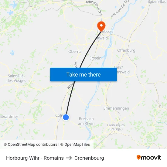 Horbourg-Wihr - Romains to Cronenbourg map