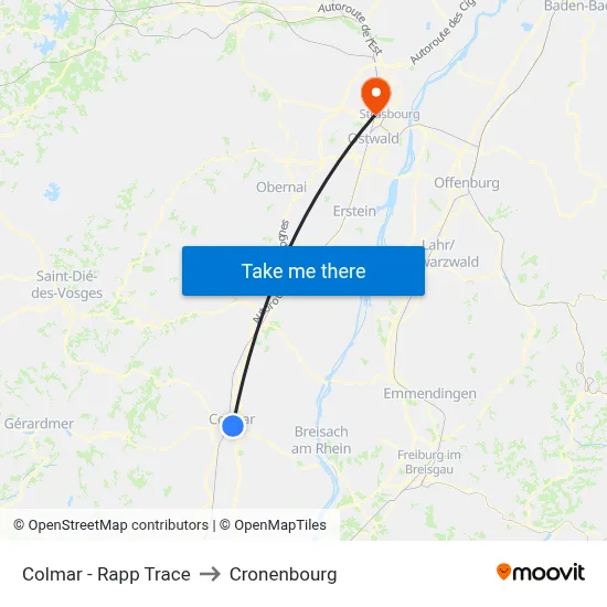 Colmar - Rapp Trace to Cronenbourg map