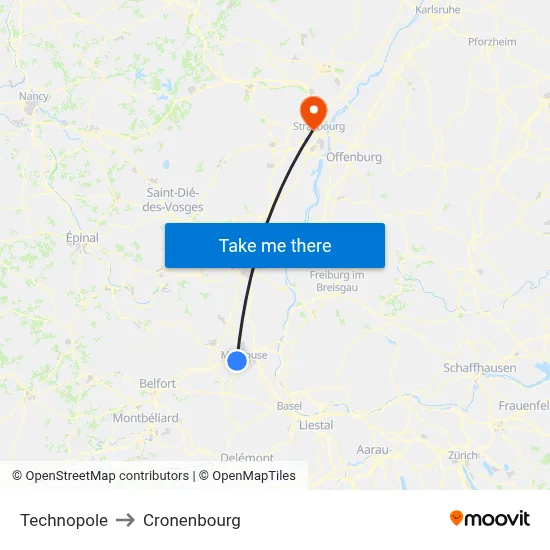 Technopole to Cronenbourg map