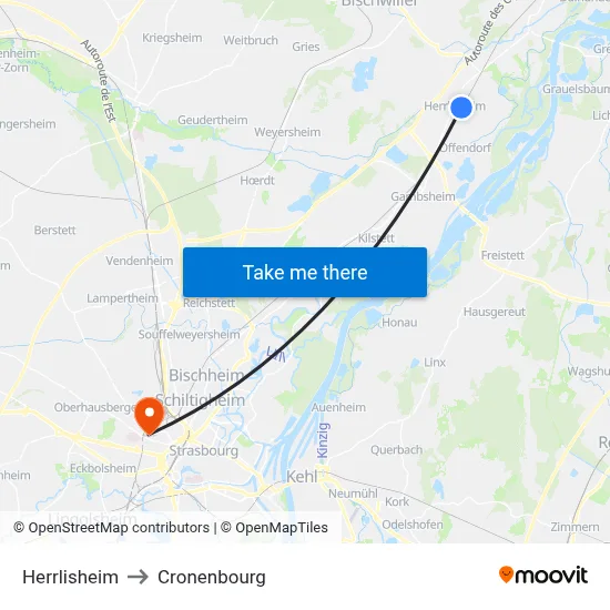 Herrlisheim to Cronenbourg map