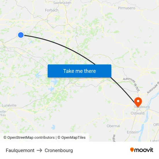 Faulquemont to Cronenbourg map