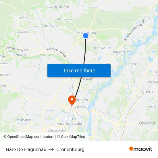 Gare De Haguenau to Cronenbourg map