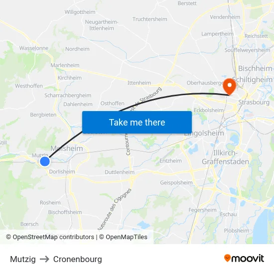 Mutzig to Cronenbourg map