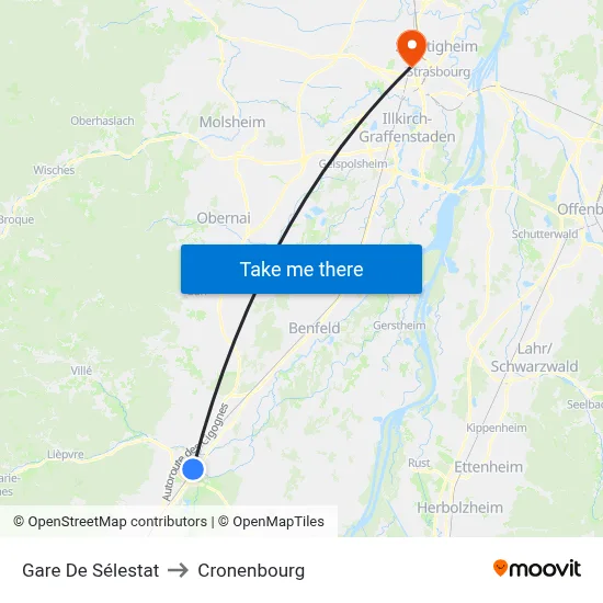 Gare De Sélestat to Cronenbourg map
