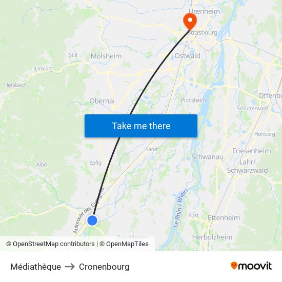 Médiathèque to Cronenbourg map