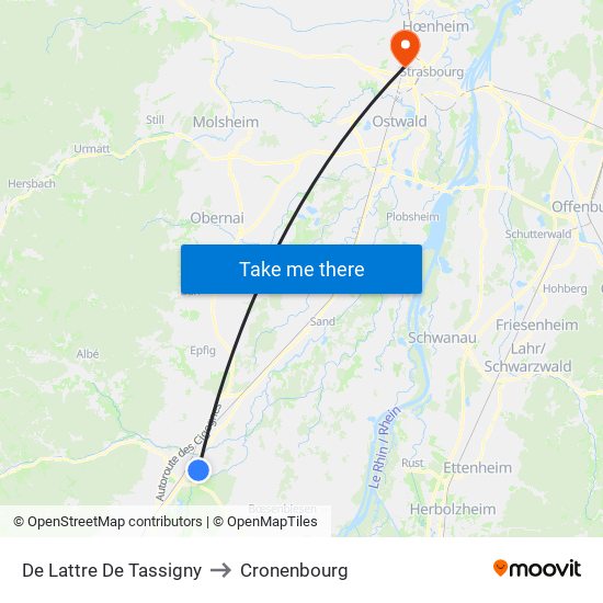 De Lattre De Tassigny to Cronenbourg map