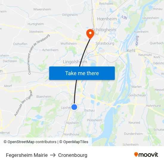 Fegersheim Mairie to Cronenbourg map