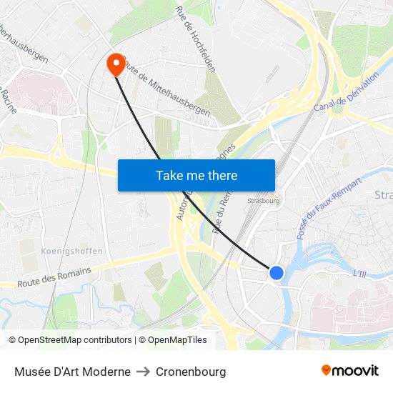 Musée D'Art Moderne to Cronenbourg map