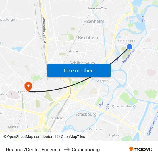Hechner/Centre Funéraire to Cronenbourg map