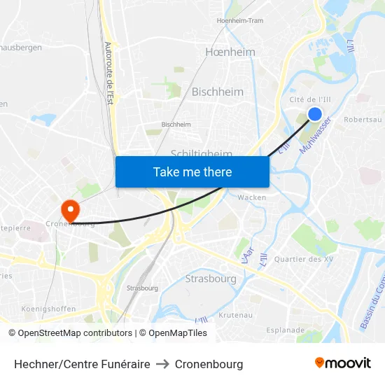 Hechner/Centre Funéraire to Cronenbourg map