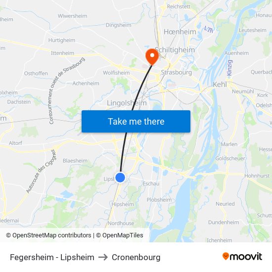 Fegersheim - Lipsheim to Cronenbourg map