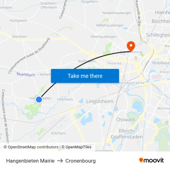 Hangenbieten Mairie to Cronenbourg map
